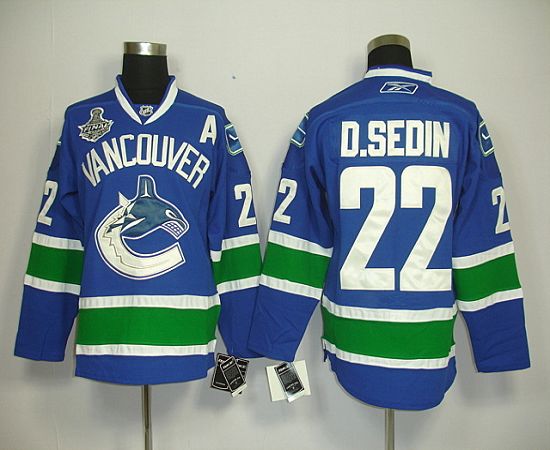 Canucks 2011 Stanley Cup Finals #22 D.sedin Blue Stitched NHL Jersey