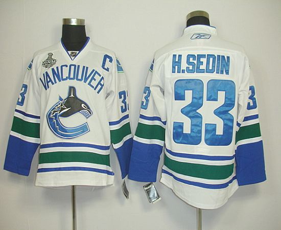 Canucks 2011 Stanley Cup Finals #33 Henrik Sedin White Stitched NHL Jersey