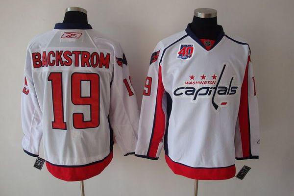 Capitals #19 Nicklas Backstrom White 40th Anniversary Stitched NHL Jersey