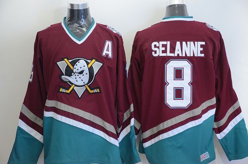 Ducks #8 Teemu Selanne Red CCM Throwback Stitched NHL Jersey