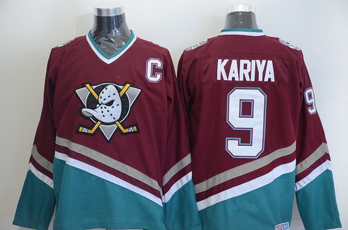 Ducks #9 Paul Kariya Red CCM Throwback Stitched NHL Jersey