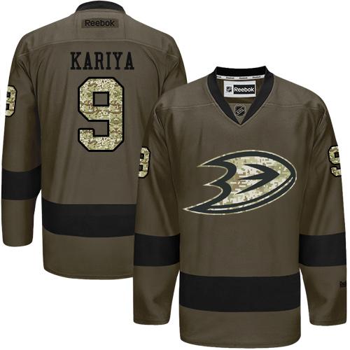 Ducks #9 Paul Kariya Green Salute to Service Stitched NHL Jersey