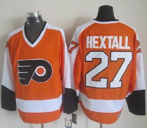 Flyers #27 Ron Hextall Orange/White CCM Throwback Stitched NHL Jersey