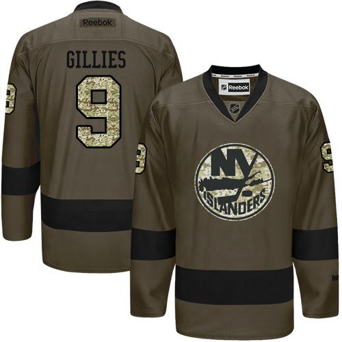 Islanders #9 Clark Gillies Green Salute to Service Stitched NHL Jersey