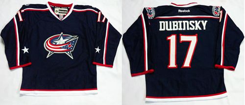 Blue Jackets #17 Brandon Dubinsky Navy Blue Home Stitched NHL Jersey