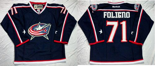 Blue Jackets #71 Nick Foligno Navy Blue Home Stitched NHL Jersey