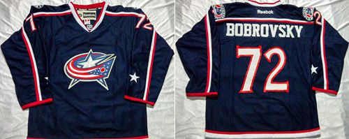 Blue Jackets #72 Sergei Bobrovsky Navy Blue Home Stitched NHL Jersey