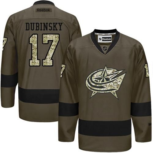 Blue Jackets #17 Brandon Dubinsky Green Salute to Service Stitched NHL Jersey