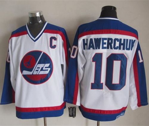 Jets #10 Dale Hawerchuk White/Blue CCM Throwback Stitched NHL Jersey