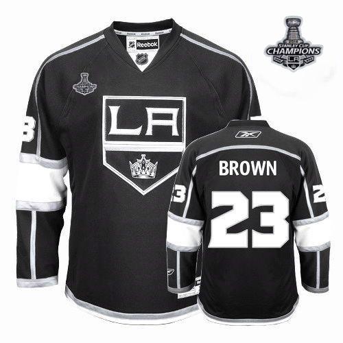 Kings #23 Dustin Brown Black Home 2014 Stanley Cup Champions Stitched NHL Jersey