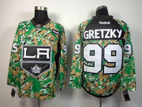 Kings #99 Wayne Gretzky Camo Veterans Day Practice Stitched NHL Jersey