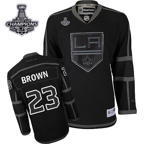 Kings #23 Dustin Brown Black Ice 2014 Stanley Cup Champions Stitched NHL Jersey