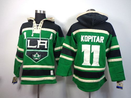 Kings #11 Anze Kopitar Green St. Patrick's Day McNary Lace Hoodie Stitched NHL Jersey