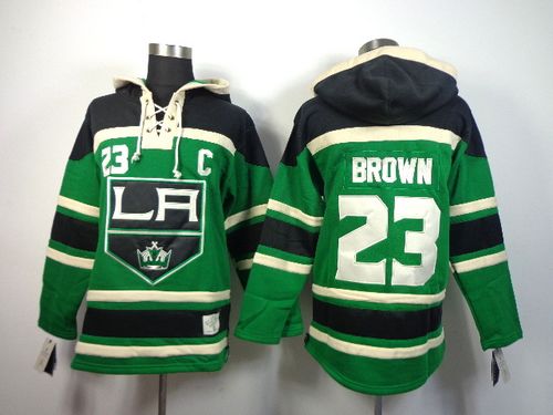 Kings #23 Dustin Brown Green St. Patrick's Day McNary Lace Hoodie Stitched NHL Jersey