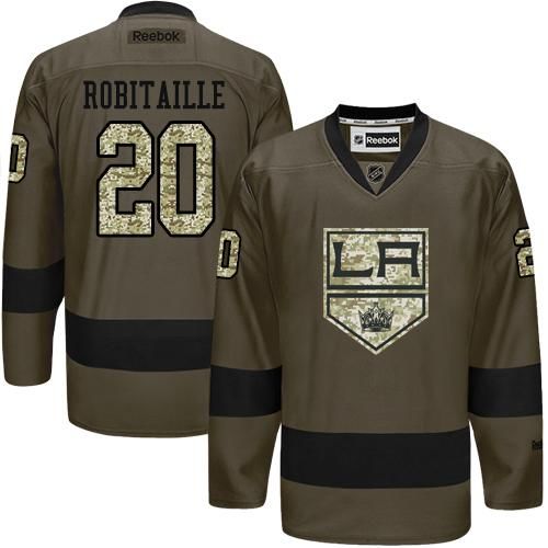 Kings #20 Luc Robitaille Green Salute to Service Stitched NHL Jersey