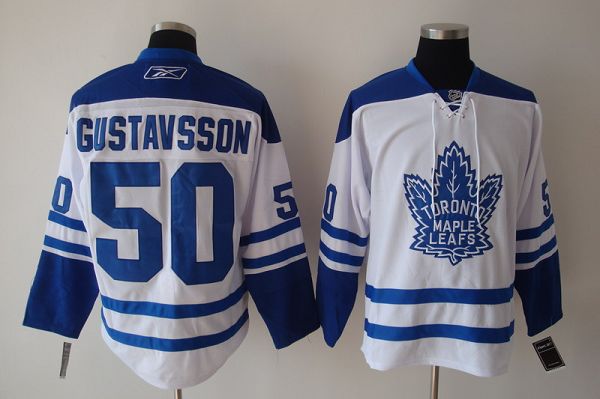 Maple Leafs #50 Jonas Gustavsson Stitched White Third NHL Jersey