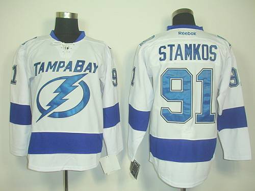 Lightning #91 Steven Stamkos White New Road Stitched NHL Jersey