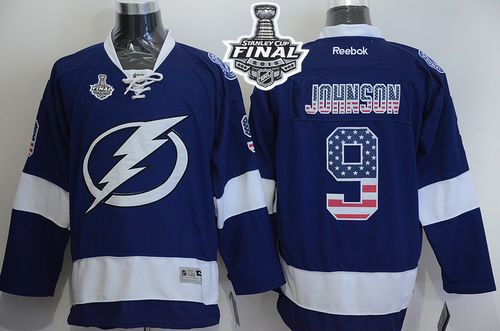 Lightning #9 Tyler Johnson Blue USA Flag Fashion 2015 Stanley Cup Stitched NHL Jersey
