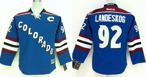 Avalanche #92 Gabriel Landeskog Blue Stitched Youth NHL Jersey