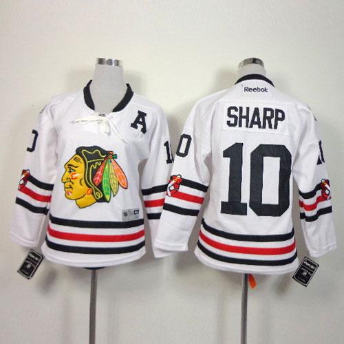 Blackhawks #10 Patrick Sharp White 2015 Winter Classic Stitched Youth NHL Jersey