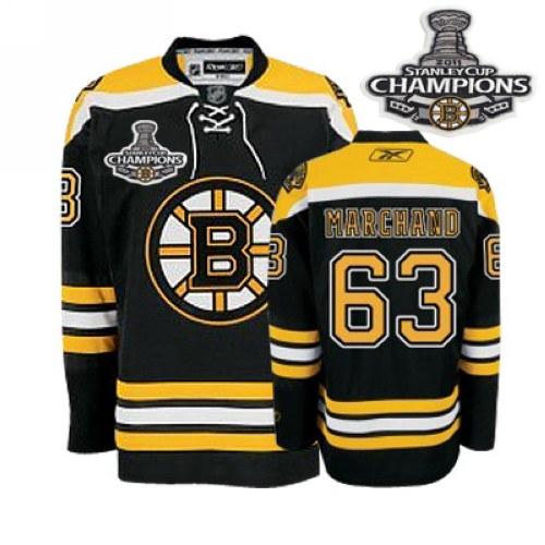 Bruins 2011 Stanley Cup Champions Patch #63 Brad Marchand Black Stitched Youth NHL Jersey