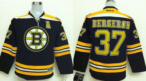 Bruins #37 Patrice Bergeron Black Stitched Youth NHL Jersey