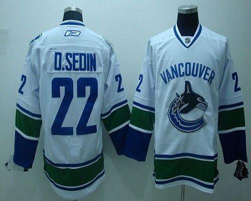 Canucks #22 D.sedin White Stitched Youth NHL Jersey