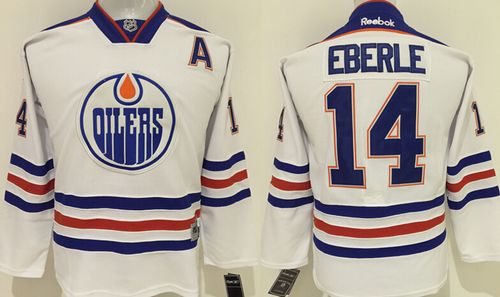 Oilers #14 Jordan Eberle White Stitched Youth NHL Jersey