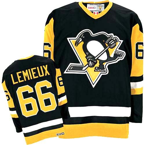 Penguins #66 Mario Lemieux Black CCM Throwback Stitched Youth NHL Jersey