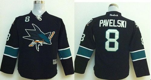 Sharks #8 Joe Pavelski Black Stitched Youth NHL Jersey