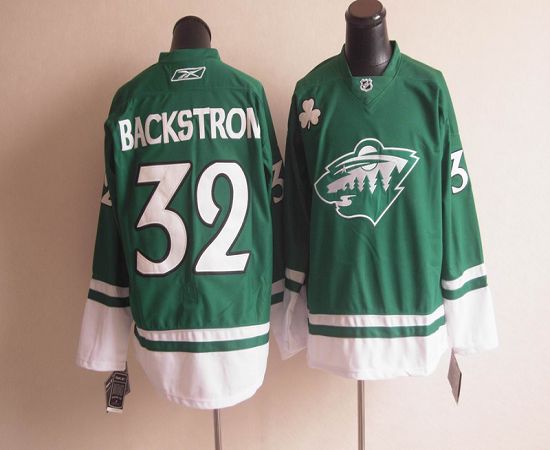 Wild St Patty's Day #32 Niklas Backstrom Green Youth Stitched NHL Jersey