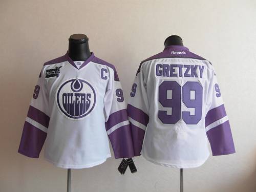 Oilers #99 Wayne Gretzky White/Purple Women's Thanksgiving Edition Stitched NHL Jersey