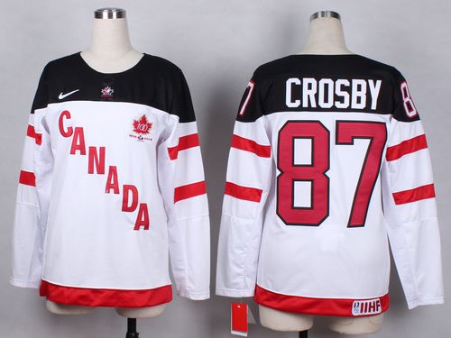 Olympic CA. #87 Sidney Crosby White 100th Anniversary Women's Stitched NHL Jersey