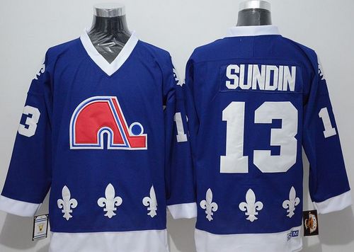 Nordiques #13 Mats Sundin Blue CCM Throwback  Stitched NHL Jersey