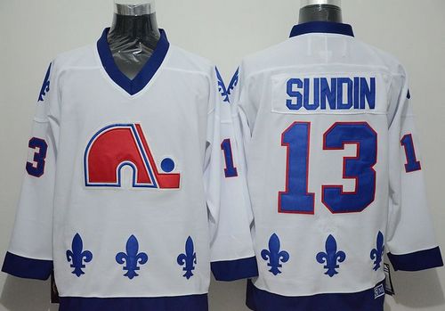 Nordiques #13 Mats Sundin White CCM Throwback Stitched NHL Jersey