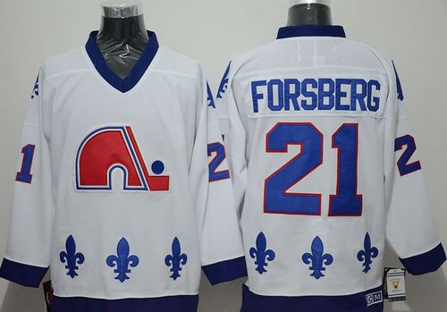 Nordiques #21 Peter Forsberg White CCM Throwback Stitched NHL Jersey