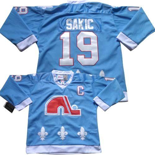 Nordiques #19 Joe Sakic Light Blue CCM Throwback Stitched NHL Jersey