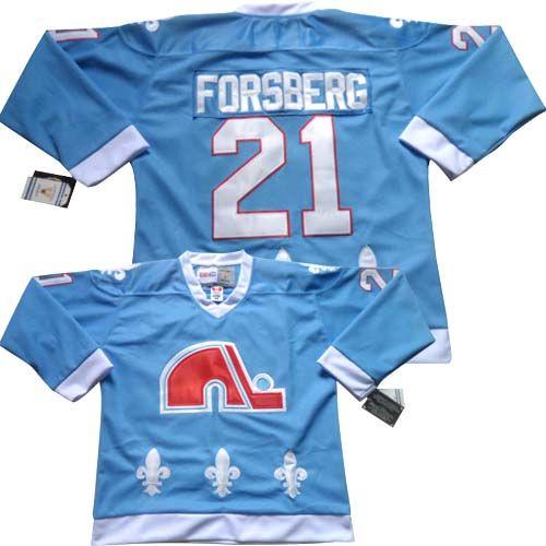 Nordiques #21 Peter Forsberg Light Blue CCM Throwback Stitched NHL Jersey