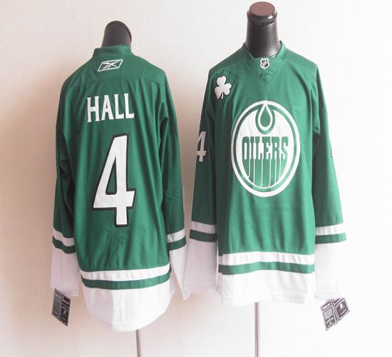 Oilers St Patty's Day #4 Taylor Hall Green Stitched NHL Jersey