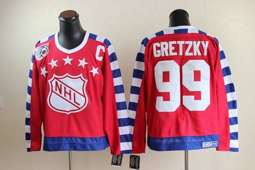 Oilers #99 Wayne Gretzky Red All Star CCM Throwback 75TH Stitched NHL Jersey