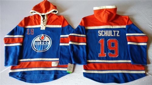 Oilers #19 Justin Schultz Light Blue Sawyer Hooded Sweatshirt Stitched NHL Jersey