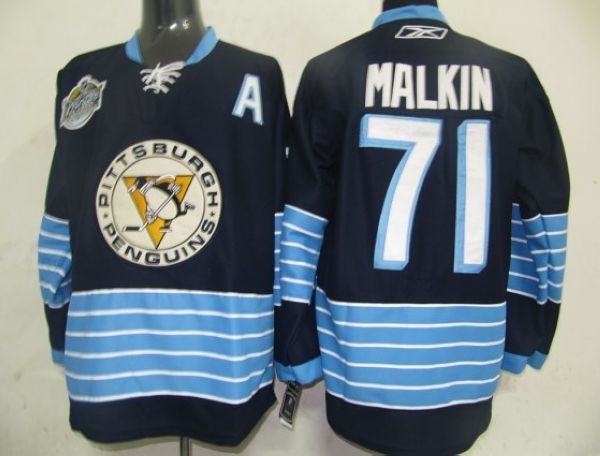 Penguins #71 Evgeni Malkin Stitched Dark BLue 2011 Winter Classic Vintage NHL Jersey