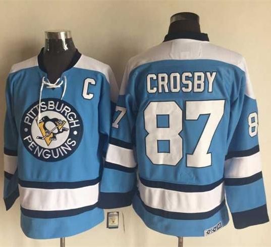 Penguins #87 Sidney Crosby Blue Alternate CCM Throwback Stitched NHL Jersey