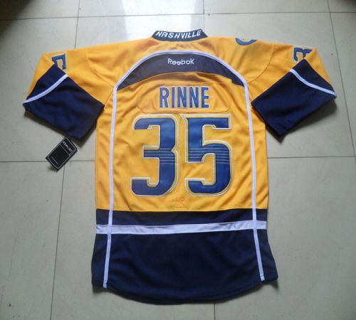 Predators #35 Pekka Rinne Yellow Home Stitched NHL Jersey