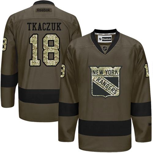 Rangers #18 Walt Tkaczuk Green Salute to Service Stitched NHL Jersey