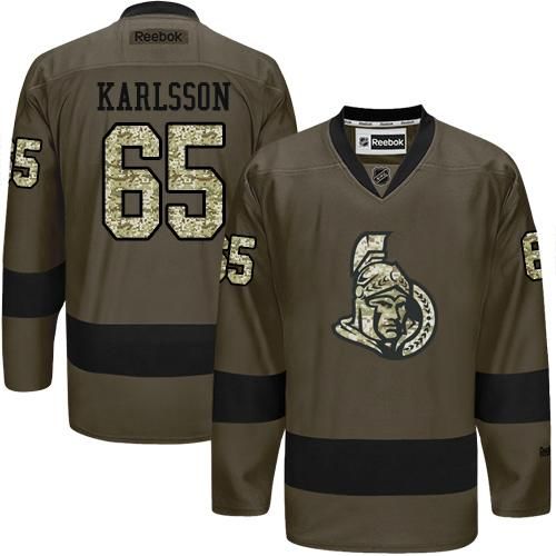 Senators #65 Erik Karlsson Green Salute to Service Stitched NHL Jersey