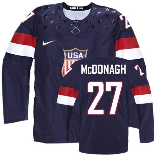 2014 Olympic Team USA #27 Ryan McDonagh Navy Blue Stitched NHL Jersey