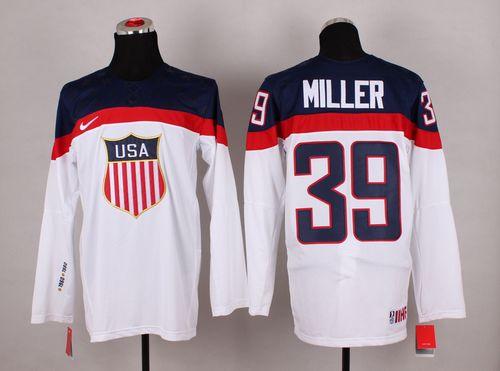 2014 Olympic Team USA #39 Ryan Miller White Stitched NHL Jersey