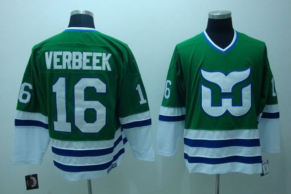 Whalers #16 Patrick Verbeek Stitched CCM Throwback Green NHL Jersey