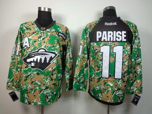 Wild #11 Zach Parise Camo Veterans Day Practice Stitched NHL Jersey